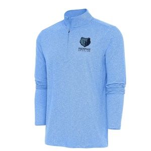 NWT Antigua Heather Powder Blue Memphis Grizzlies Hunk Quarter-Zip Pullover Top